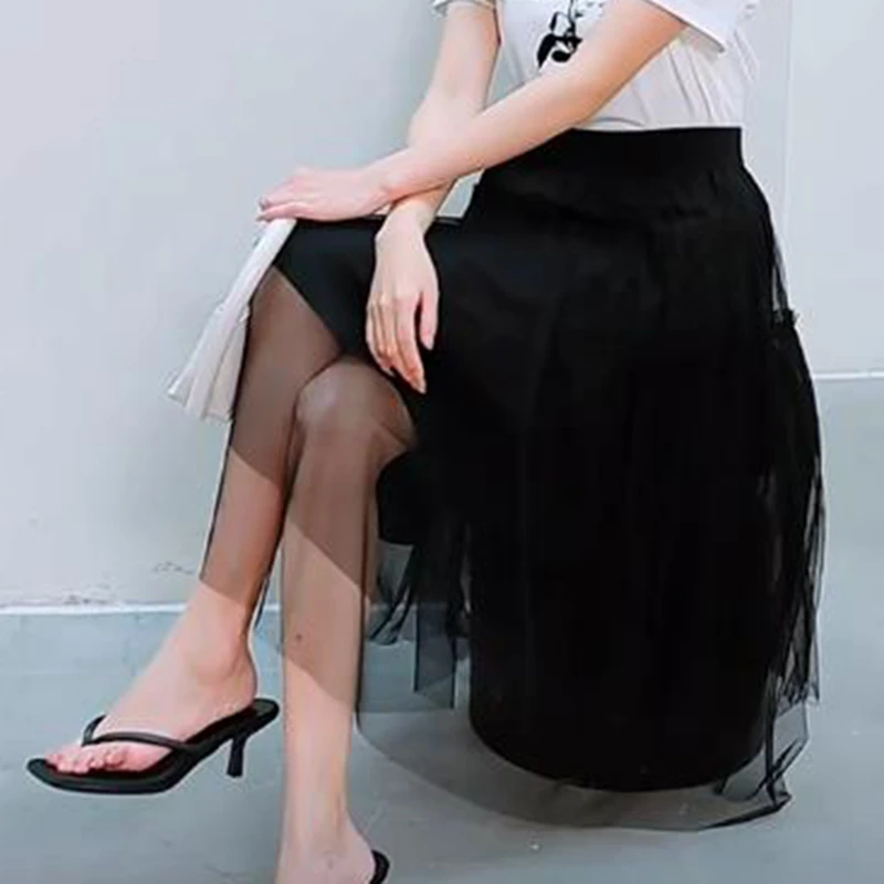 350207【韩系列】气质黑色网纱半身裙323Q5771