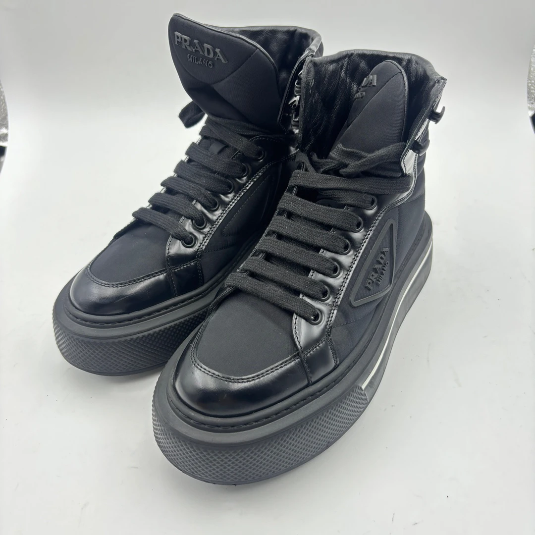 95新 Prada/普拉达 36码/prada尼龙高邦板鞋/无盒/95新