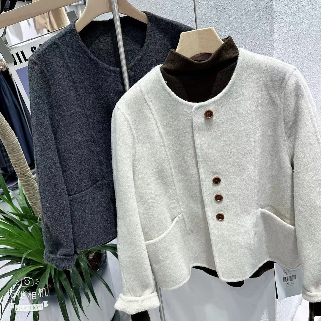 【慕.我们的店】秋季上新圆领双面羊毛短款外套（不可机洗）