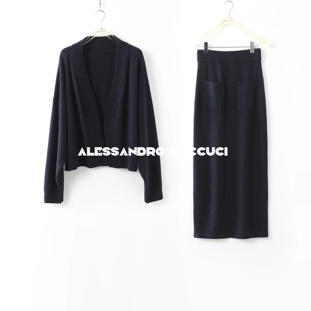 AP洛哥23767X【忆莳】简约100绵羊毛厚实多色时尚上衣半身裙套装