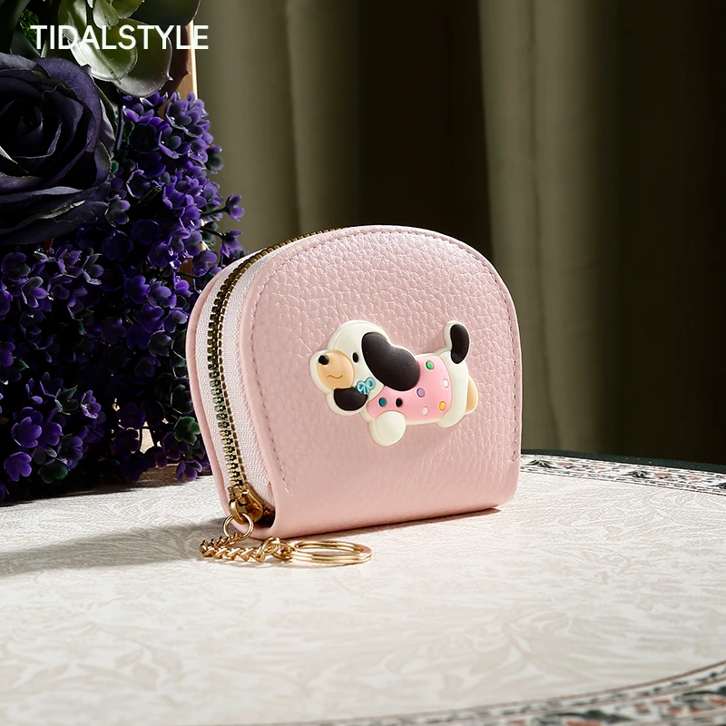 新款真皮质感网红可爱卡通腊肠狗卡位卡包猫咪小巧零钱证件包女