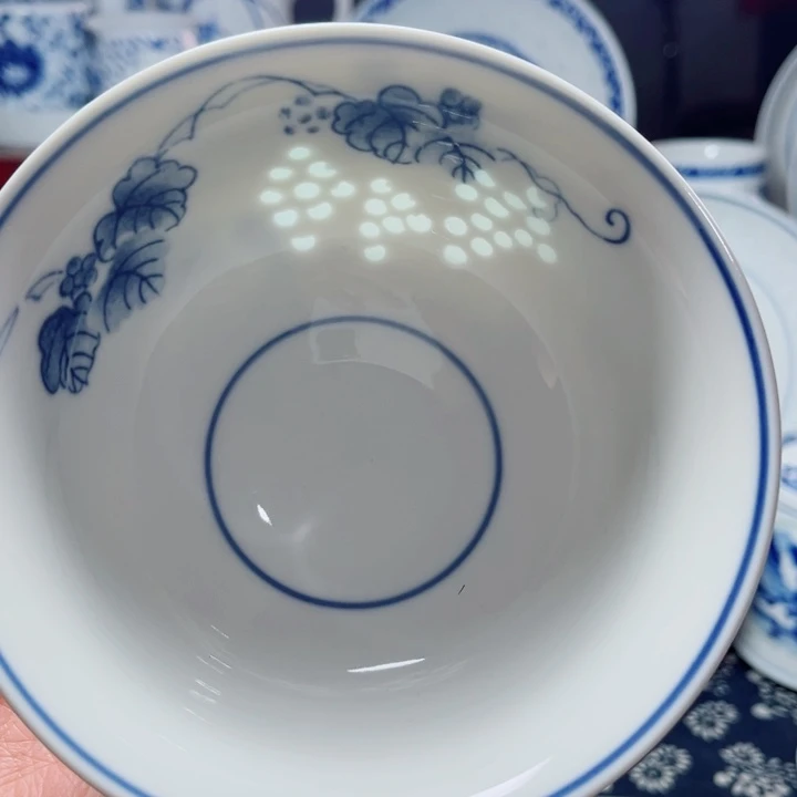 青花玲珑5寸饭碗葡萄