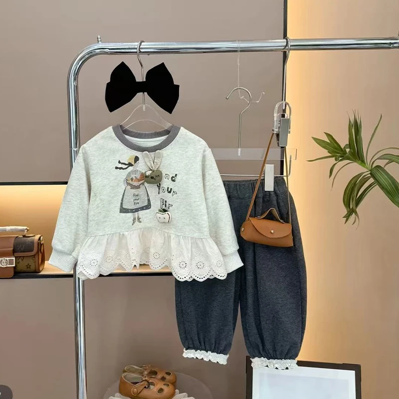 女童套装春装2025新款洋气儿童春秋装卫衣休闲宝宝秋季运动两件套