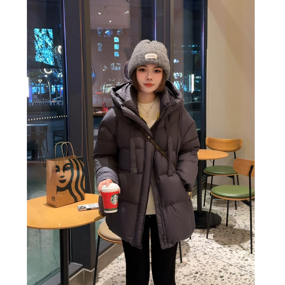 MY【凛冬堡垒】新国标90白鸭绒冬季新款韩系设计感撞色飘带羽绒服