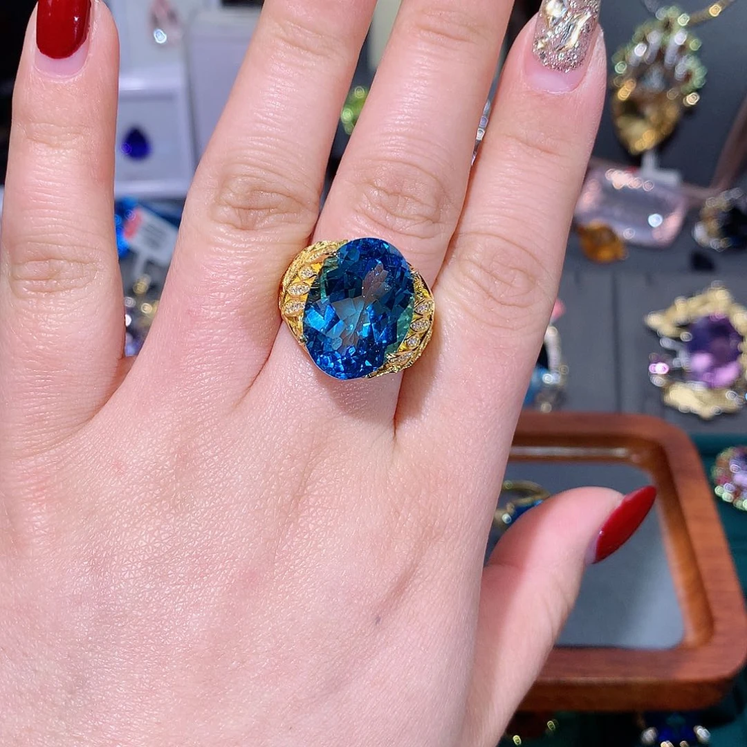 托帕石戒指银S925镶嵌l***j戒指