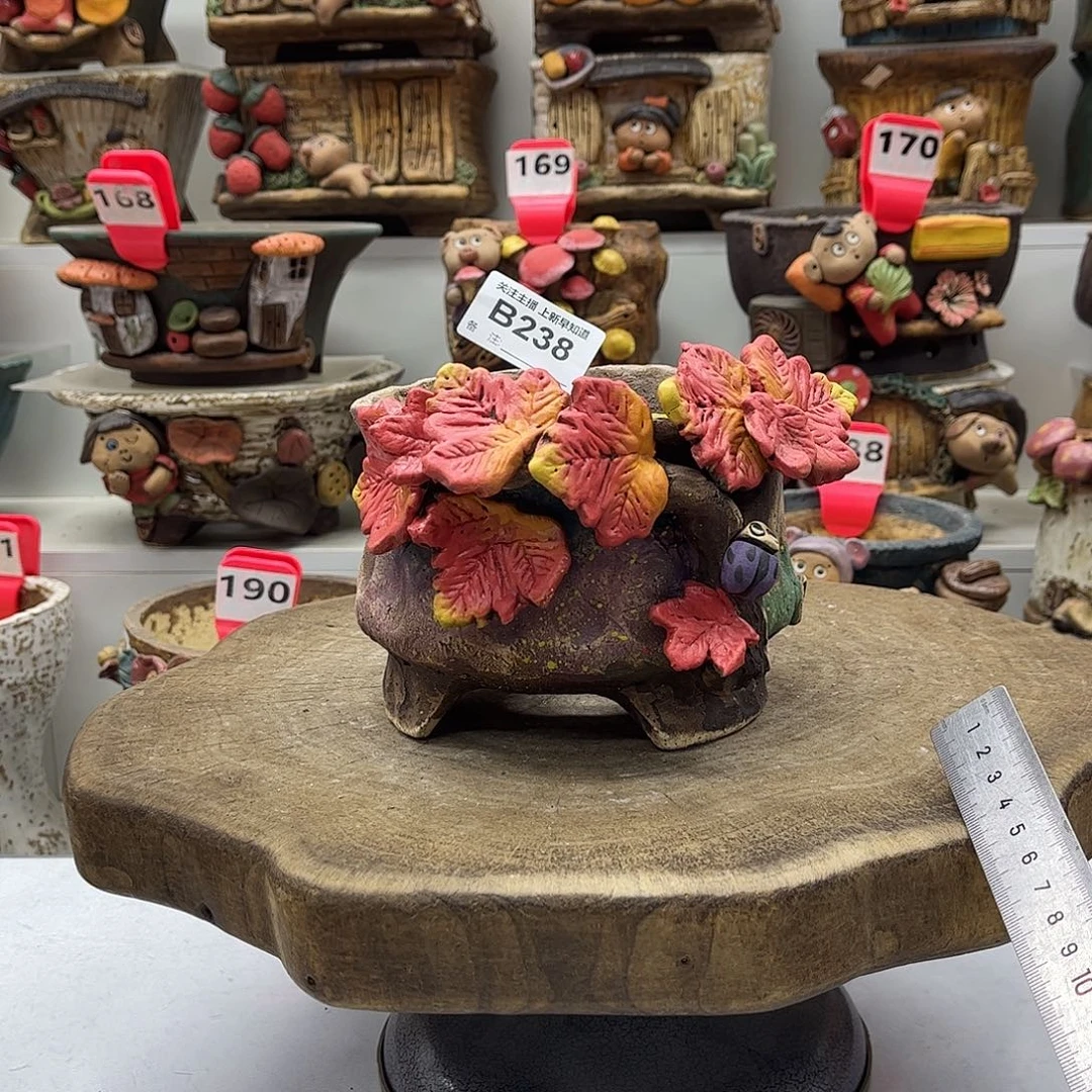 花盆238白狐花盆手捏