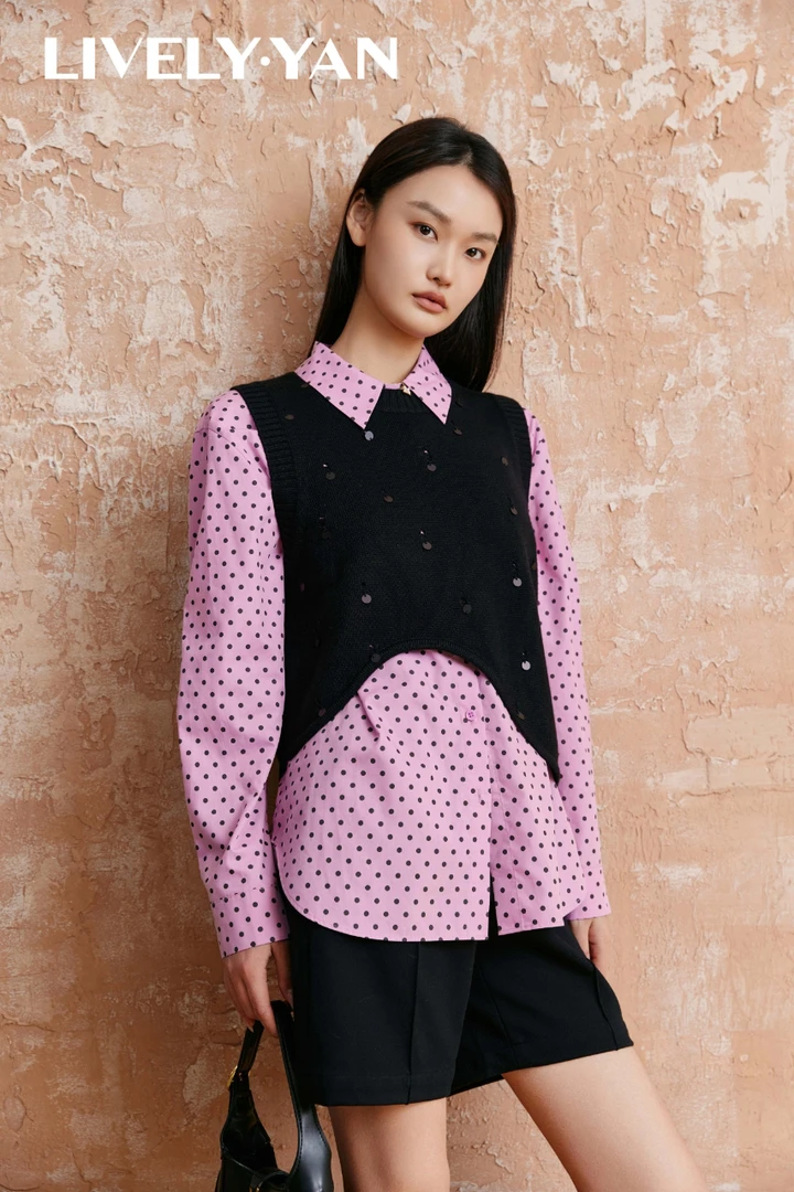 【店铺同款】LIVELY.YAN俪妍#粉色波点衬衫