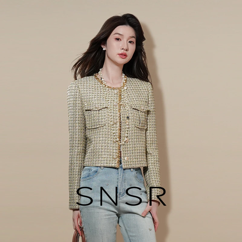 SNSR/圣妮思25秋季新款鎏金细闪小香风花呢短外套243C019WT224
