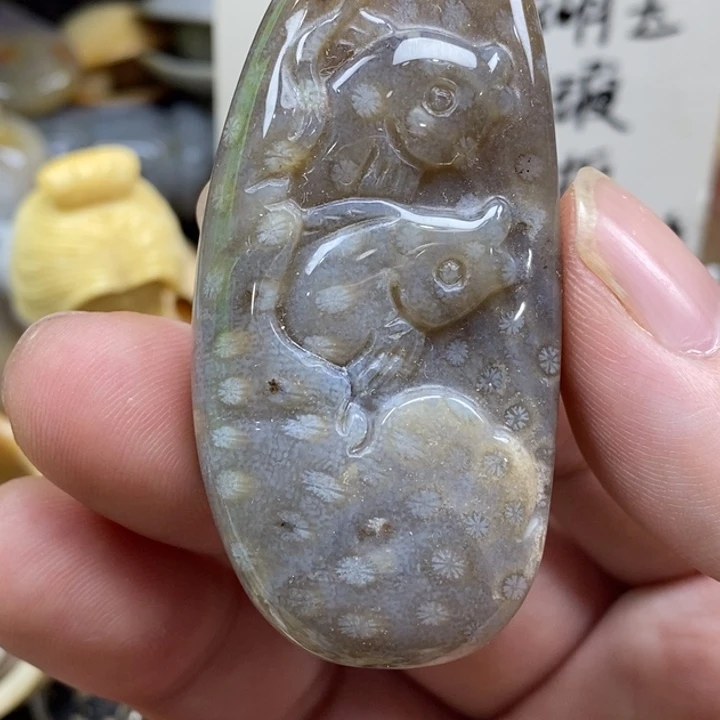 硅化珊瑚（珊瑚玉）未镶嵌颈饰