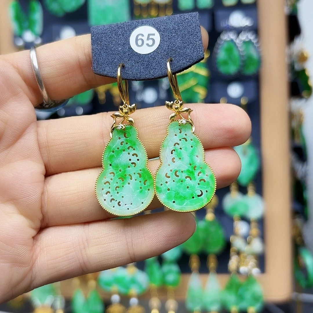 冰***兰翡翠银S925镶嵌耳饰