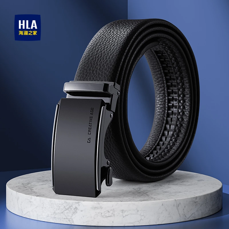 海澜之家男士真皮自动扣款腰带头层牛皮时尚休闲送男友生日礼物Z