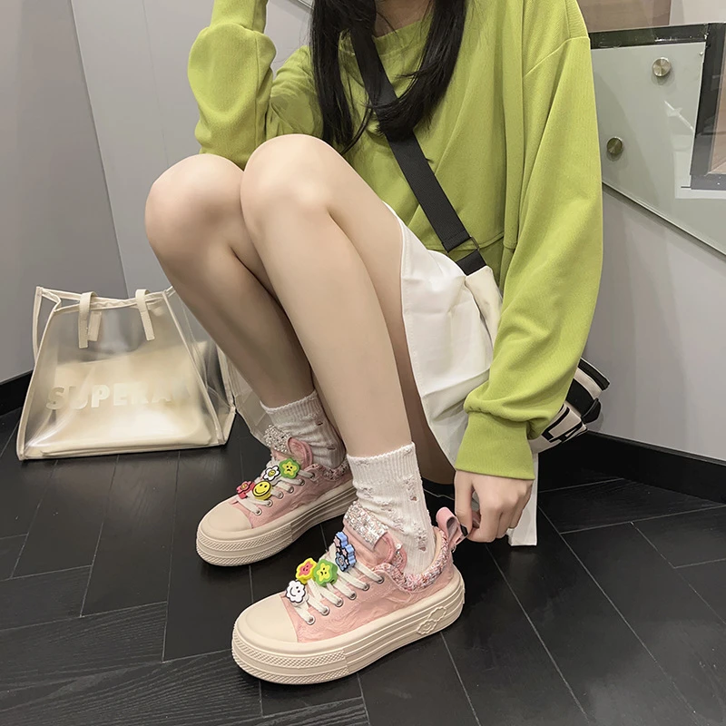 【直皮厚底松糕德训鞋】帆布鞋新款小白鞋时尚休闲板鞋百搭学生鞋