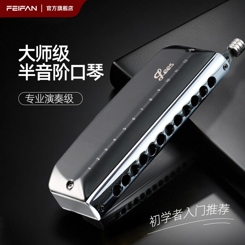 FEIFAN/飞繁半音阶调音12孔C调专业演奏乐器学生初学半音阶口琴