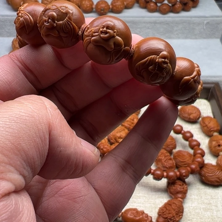 暖***阳手串橄榄核橄榄核雕工艺制作