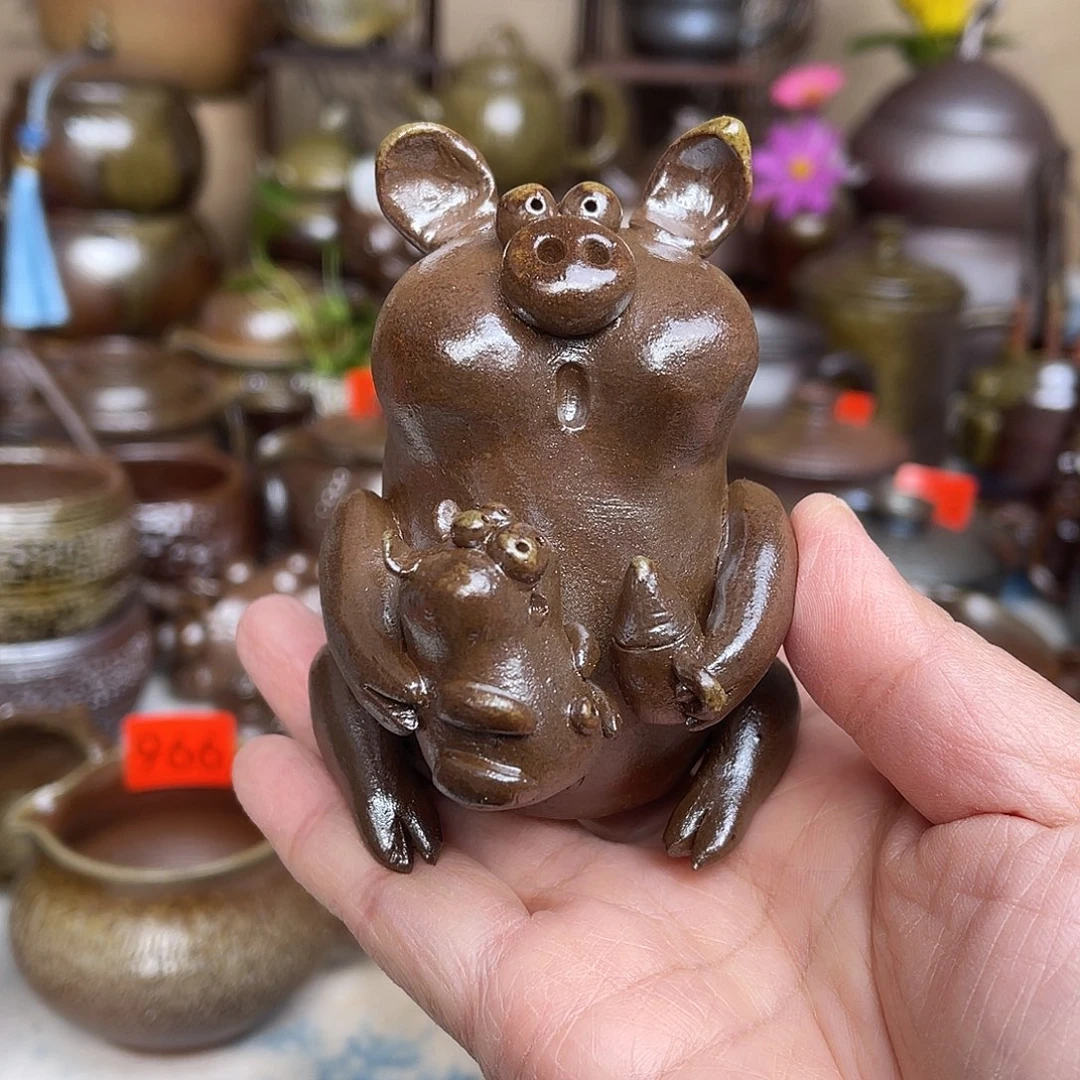手工猪茶宠摆件啊啊