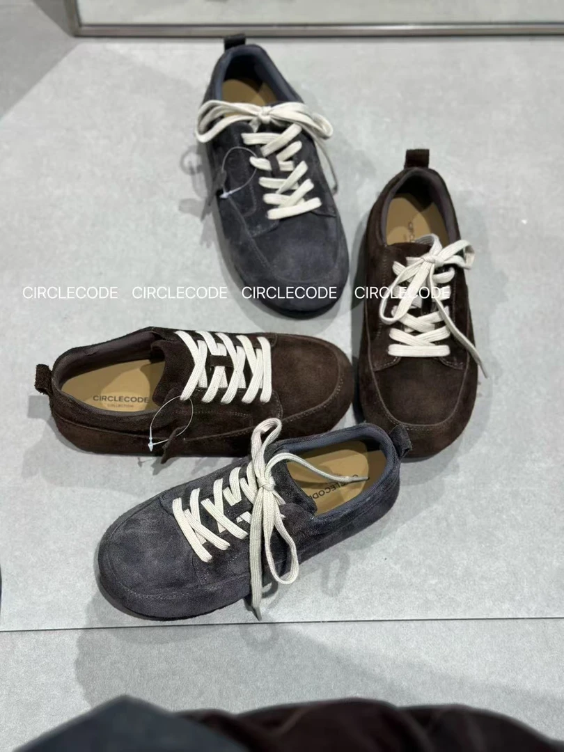 新25新时尚复古厚底增高勃肯单鞋女磨砂真皮系带休闲20-17