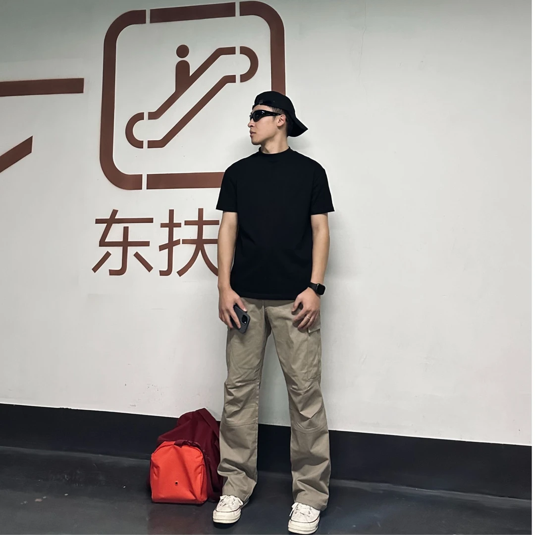 【元浩】美式工装裤直筒弹力牛仔裤裤子微喇裤男款春夏修身