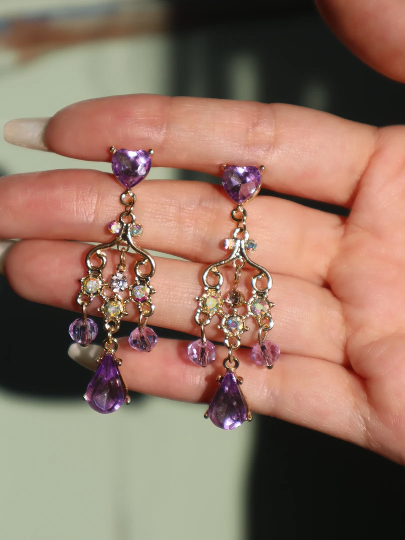 夜紫宛雅｜宫廷法式紫色优雅耳饰