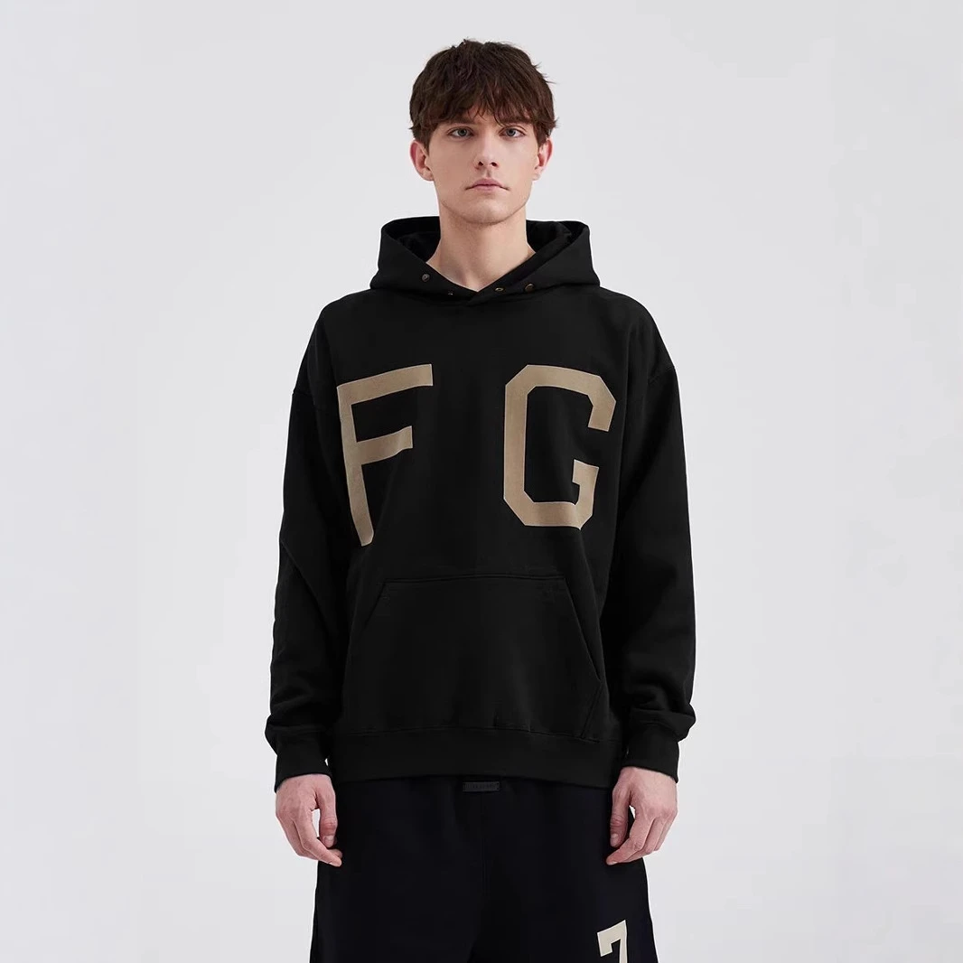 新款潮流ESSENTIALS字母加绒卫衣宽松潮流连帽衫男女情侣款