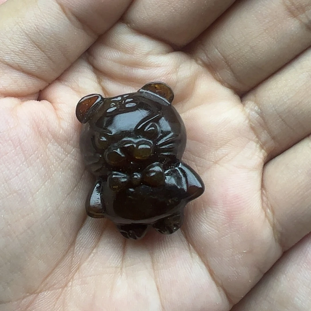 琥珀未镶嵌珠宝奇石老虎打孔不退换