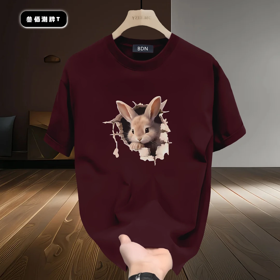 纯棉潮牌重磅短袖圆领T恤设计印花潮流休闲时尚ins百搭上衣男士