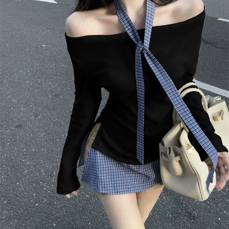 秋冬新款上衣女针织辣妹显瘦设计感（对应号码拍）