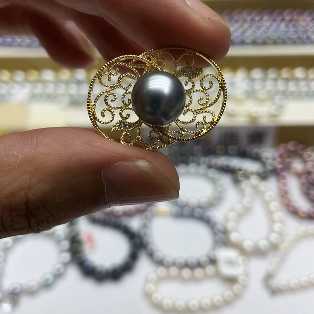 海水珍珠银S925镶嵌颈饰