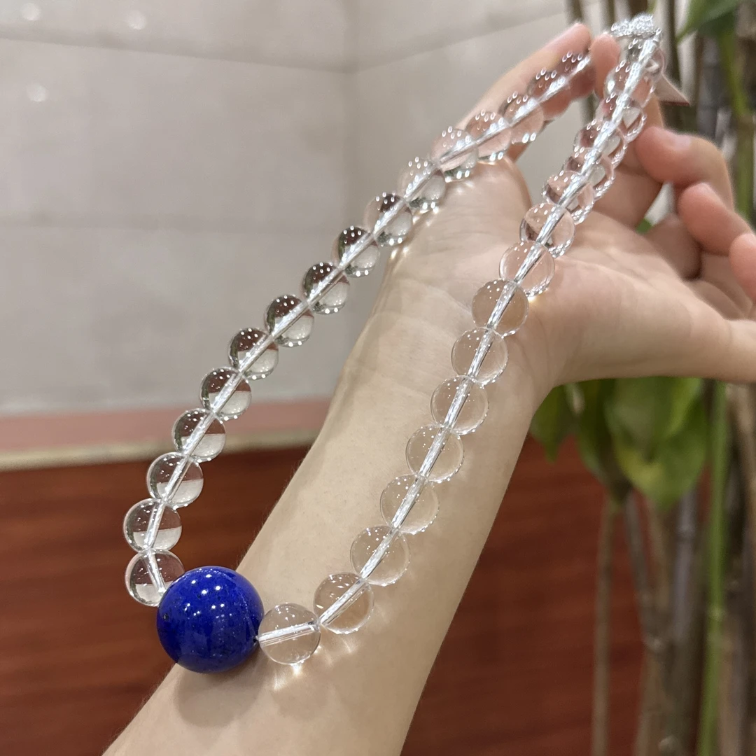 素月·天然白水晶青金石925银项链