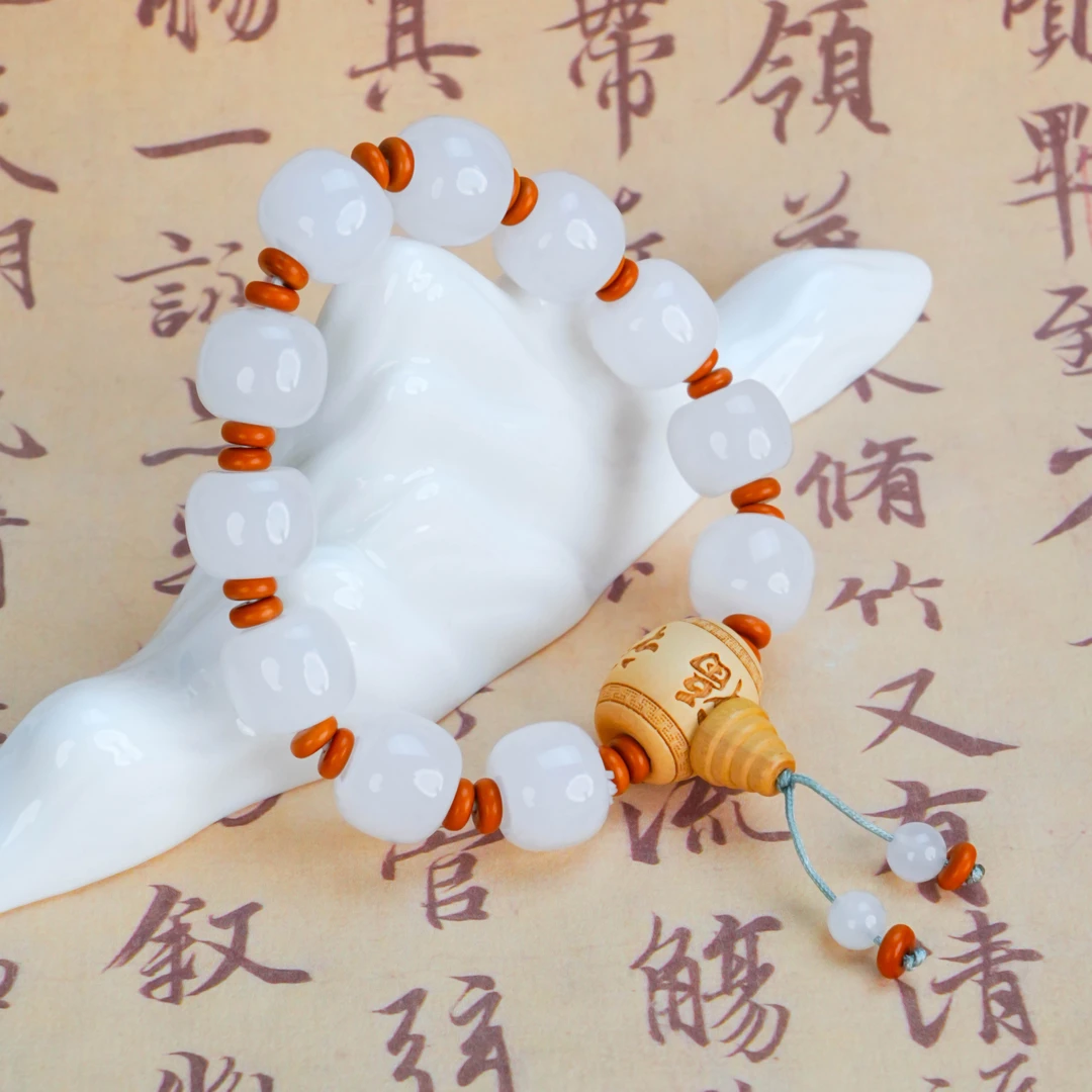 SC-283 金丝玉福字老型珠手串 珠径14*11.6mm(主珠16*17mm