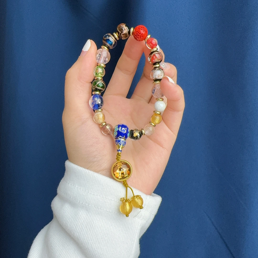 合金布艺手链 五台山五爷文殊手链手串