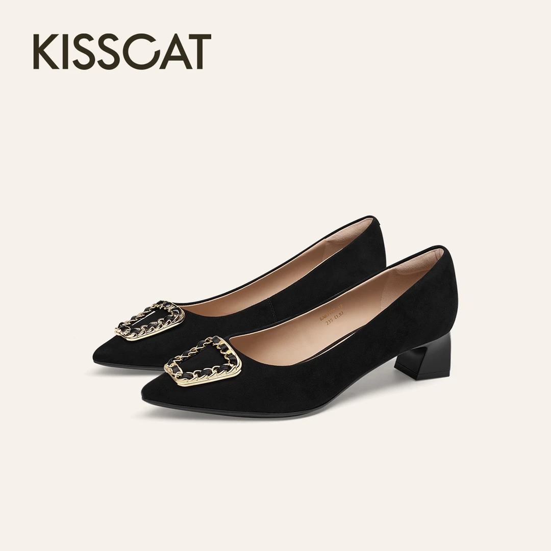 【商场同款】接吻猫【准时下班】通勤25年新款时装浅口单鞋KA65122-12