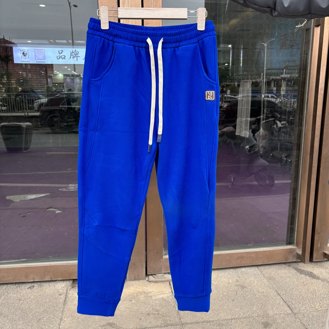 Y2466克莱因蓝撤柜裤百搭冬气质显瘦宽松衣服加绒加厚卫裤蓝色