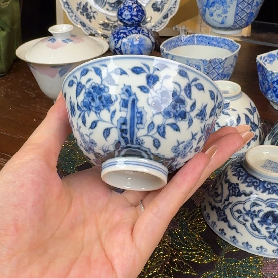 元煦窑青花宫碗山茶花