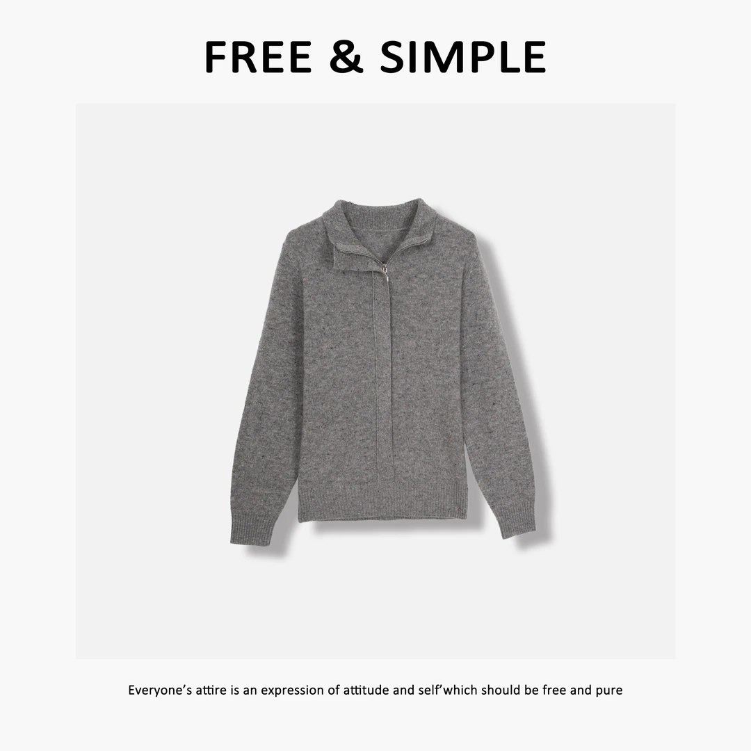Free&Simple-‘热水袋’秋冬款极简风小众慵懒感拉链毛衣-19-25027