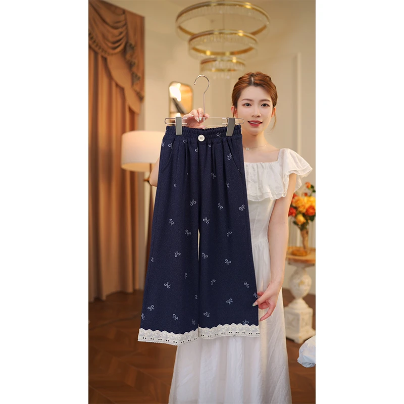 女童牛仔裤子2025秋装新款中大童洋气宽松纯棉裤子2038