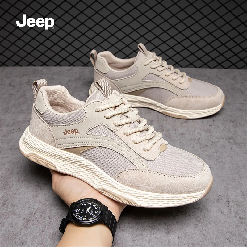 jeep吉普运动鞋男鞋冬季2025新款网面透气爆款休闲鞋子男士老爹鞋