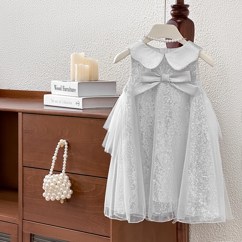 HM’女童连衣裙2025夏季新款亮片蛋糕裙夏季生日礼服吊带公主裙