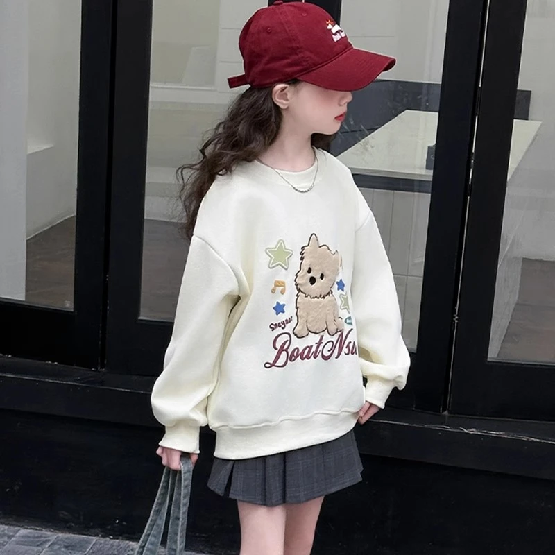 女童卫衣春秋2025新款儿童洋气卡通圆领秋装大童秋季套头长袖上衣