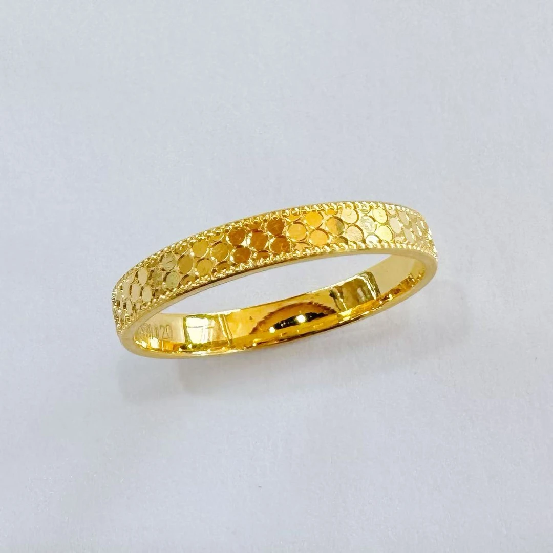 【富远黄金】足金鱼鳞纹指圈戒指