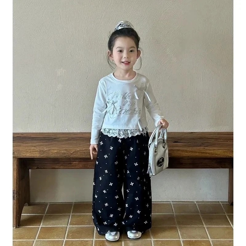 儿童女童时尚套装洋气时髦2025新款韩系宝宝春季春秋蝴蝶结两件套