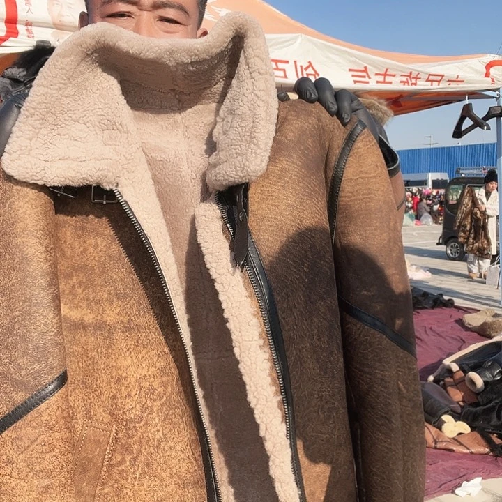 52码梦幻棕无帽款水洗皮皮毛一体