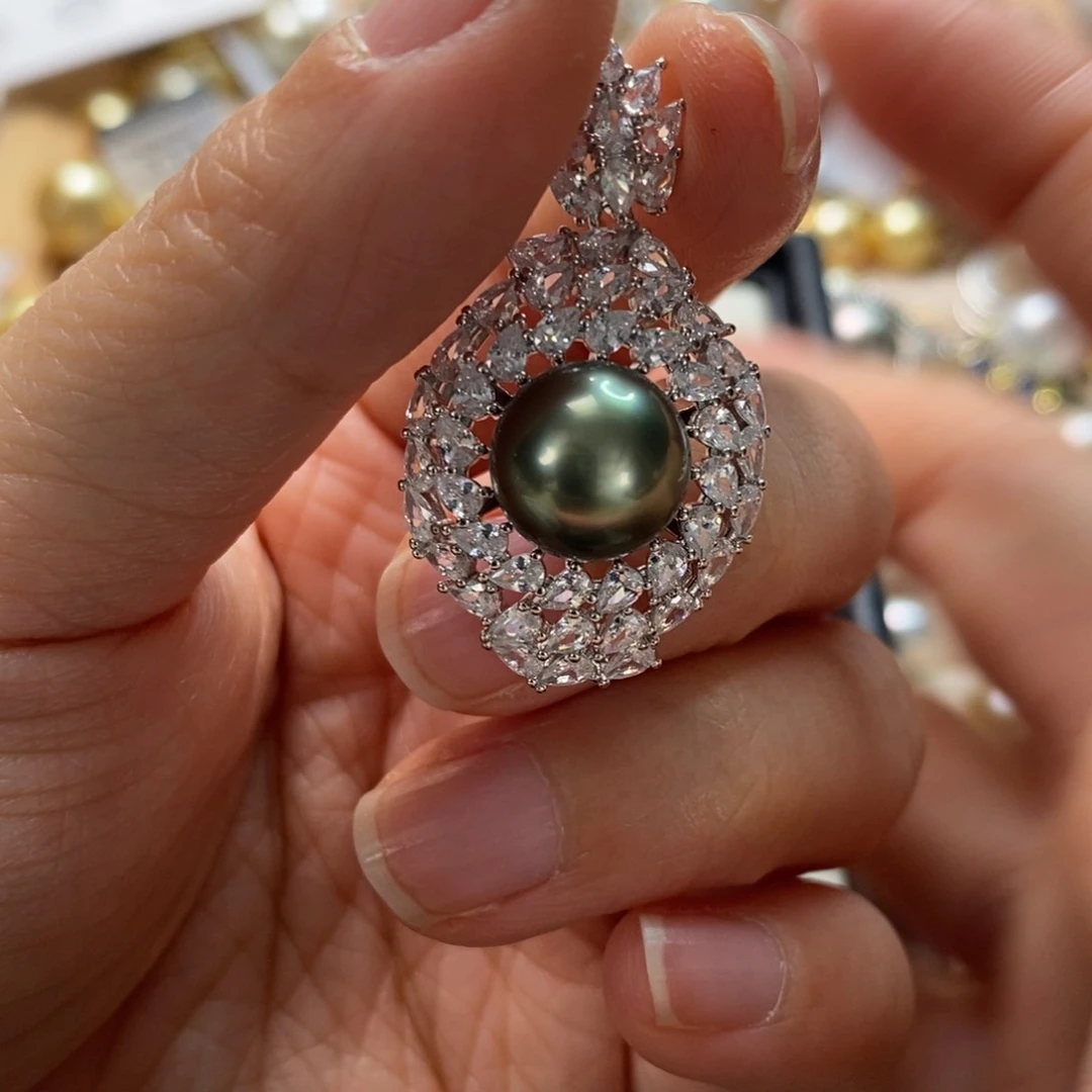 银S925镶嵌海水珍珠颈饰