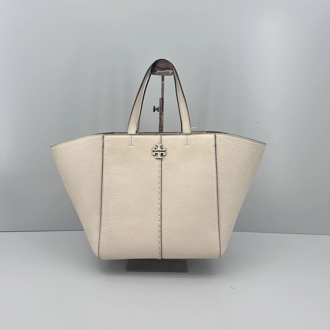 90新 TORY BURCH/汤丽柏琦 少肩带/米白变形水桶22x24x13M042606