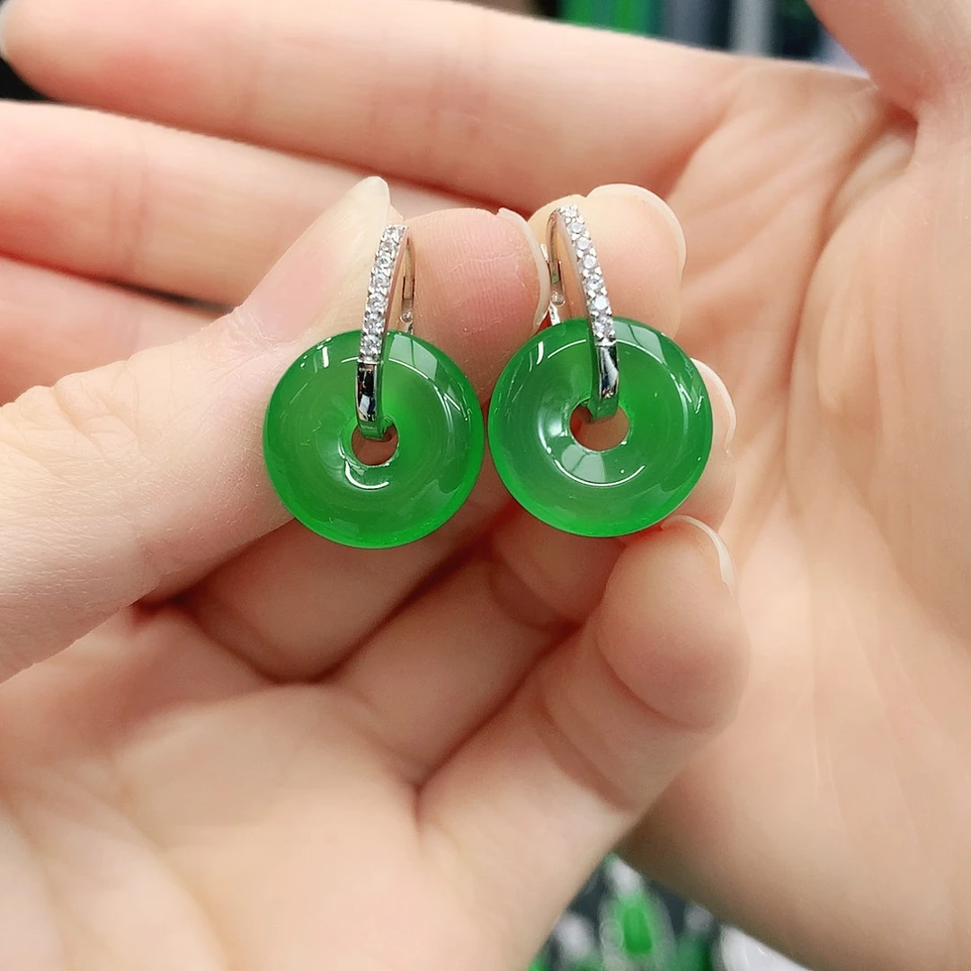 银S925镶嵌耳坠玛瑙/玉髓