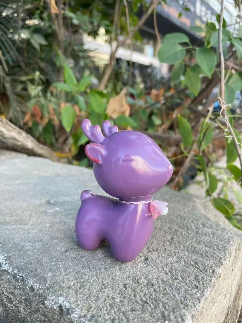 紫色林中鹿香插茶宠摆件