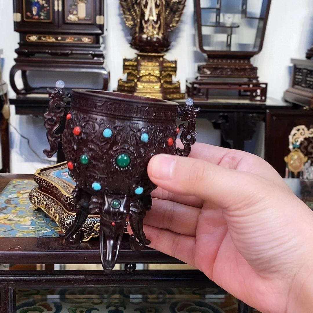 紫檀木类成套家具小叶紫檀杯