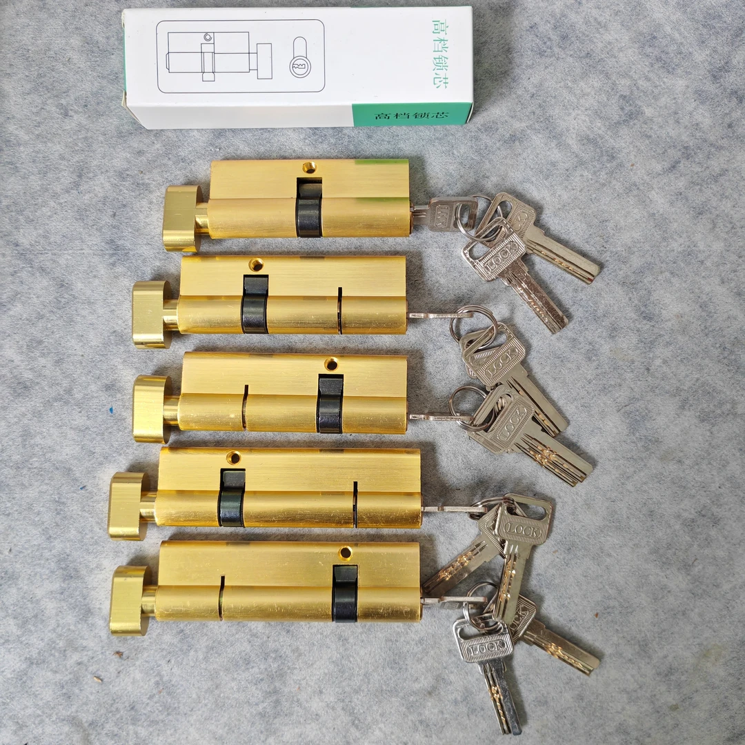 ［拍1发5］断桥铝门锁单开锁芯 3铜钥匙 锌合金外壳铜芯（纸盒装）