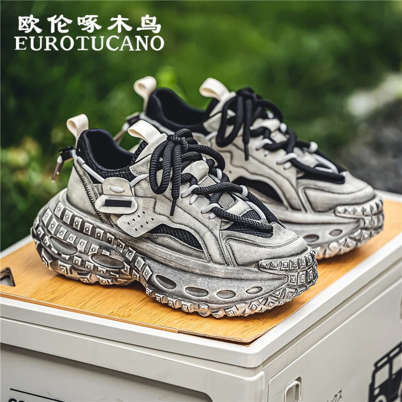 欧伦啄木鸟EUROTUCANO男鞋冬季潮流厚底老爹鞋子男款透气运动鞋