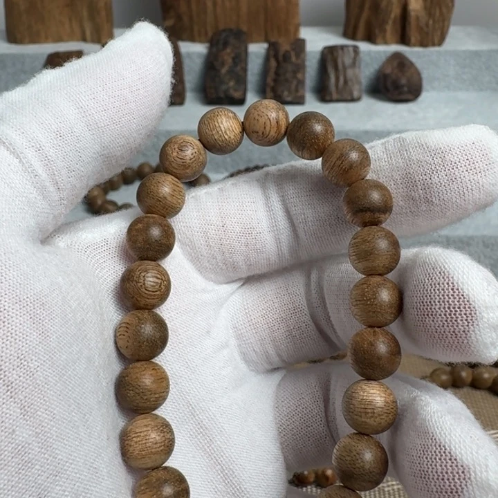 沉香手串柬埔寨单圈沉香手串0.9规格6.3克   味道爆发