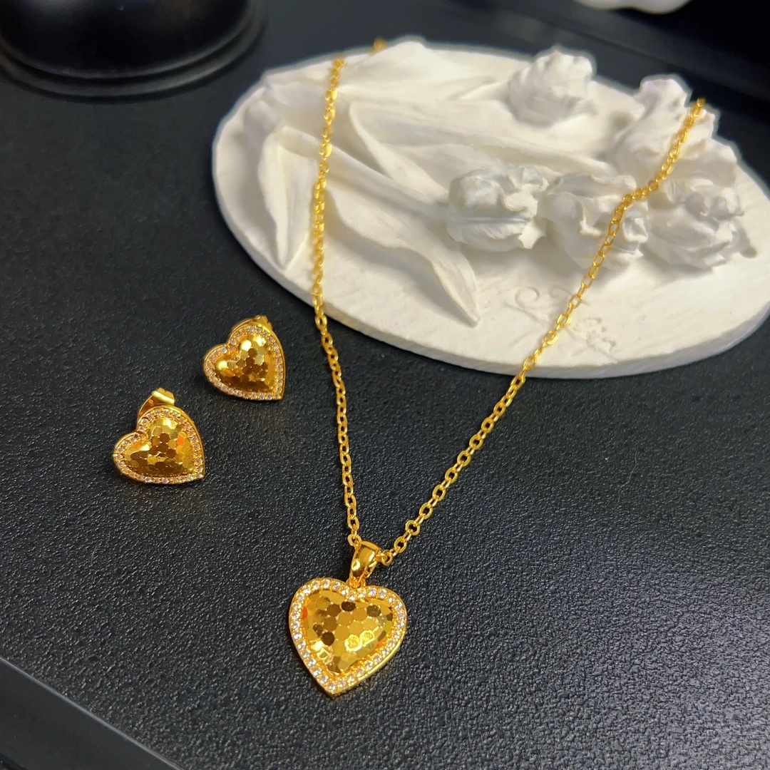 铜合金锆石项链 哈尼西牧时尚高端两件套#0009444